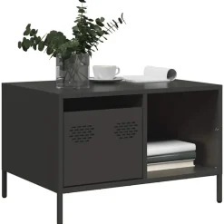 vidaXL Salontafel 68,5x50x43,5 cm koudgewalst staal zwart