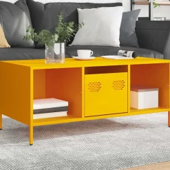 vidaXL Salontafel 101,5x50x43,5 cm koudgewalst staal mosterdgeel