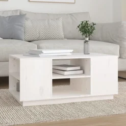 vidaXL Salontafel 90x49x40,5 cm massief grenenhout wit