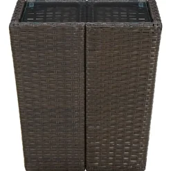 vidaXL Salontafel 41,5x41,5x44 cm poly rattan en gehard glas bruin