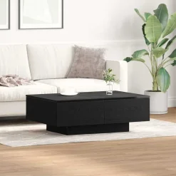 vidaXL Salontafel Zwart Eiken 90 x 60 x 31 cm Bewerkt hout