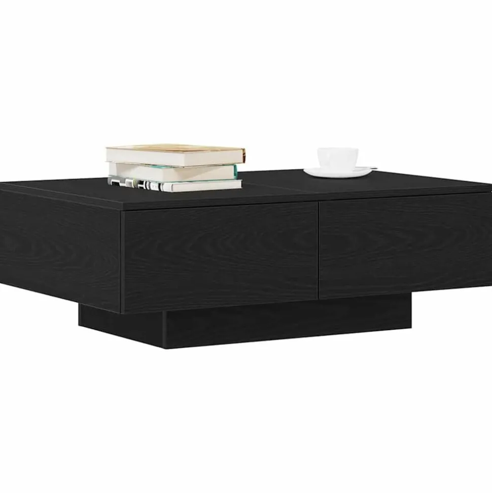 vidaXL Salontafel Zwart Eiken 90 x 60 x 31 cm Bewerkt hout