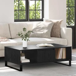 vidaXL Salontafel Zwart Eiken 104 x 60 x 35 cm Bewerkt hout
