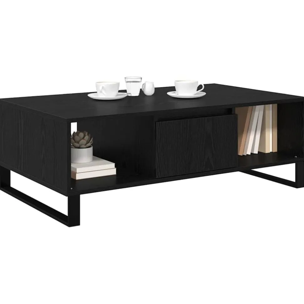 vidaXL Salontafel Zwart Eiken 104 x 60 x 35 cm Bewerkt hout