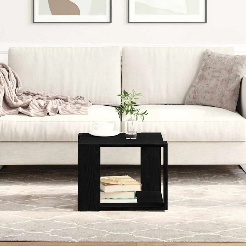 vidaXL Salontafel Zwart Eiken 40 x 40 x 30 cm Bewerkt hout