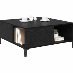 vidaXL Salontafel Zwart Eiken 80 x 80 x 36,5 cm Bewerkt hout