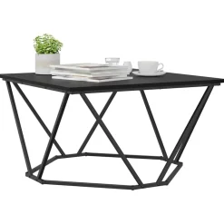 vidaXL Salontafel Zwart Eiken 80 x 80 x 45 cm Engineered hout en staal