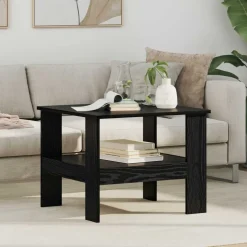 vidaXL Salontafel Zwart Eiken 57 x 55 x 45 cm Bewerkt hout