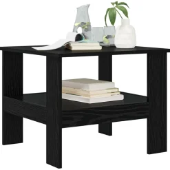 vidaXL Salontafel Zwart Eiken 57 x 55 x 45 cm Bewerkt hout