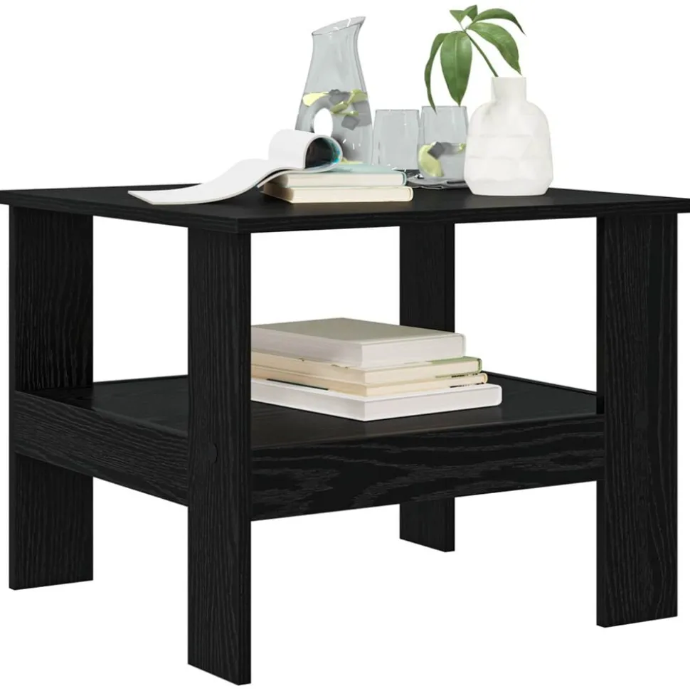 vidaXL Salontafel Zwart Eiken 57 x 55 x 45 cm Bewerkt hout