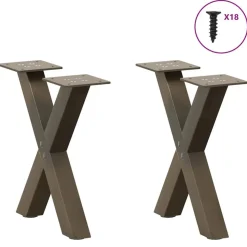 vidaXL Salontafelpoten 2 st X-vormig 30x(30-31) cm staal naturel
