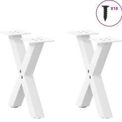 vidaXL Salontafelpoten 2 st X-vormig 30x(30-31) cm staal wit