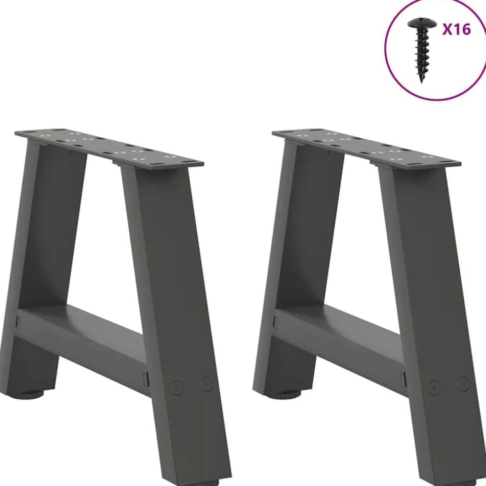 vidaXL Salontafelpoten 2 st A-vormig 30x(30-31) cm staal antraciet