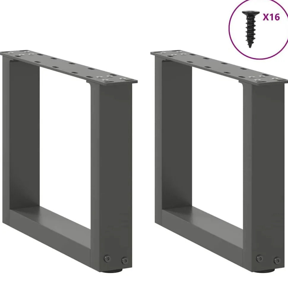 vidaXL Salontafelpoten 2 st U-vormig 30x(30-31) cm staal antraciet