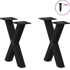 vidaXL Salontafelpoten 2 st X-vormig 30x(30-31) cm staal zwart