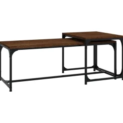 vidaXL Salontafels 2 st bewerkt hout bruin eikenkleur