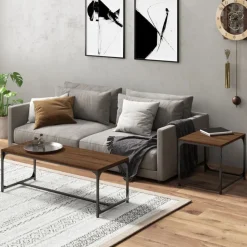 vidaXL Salontafels 2 st bewerkt hout bruin eikenkleur