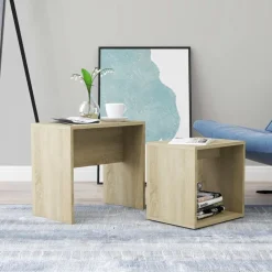 vidaXL Salontafelset 48x30x45 cm bewerkt hout sonoma eikenkleurig