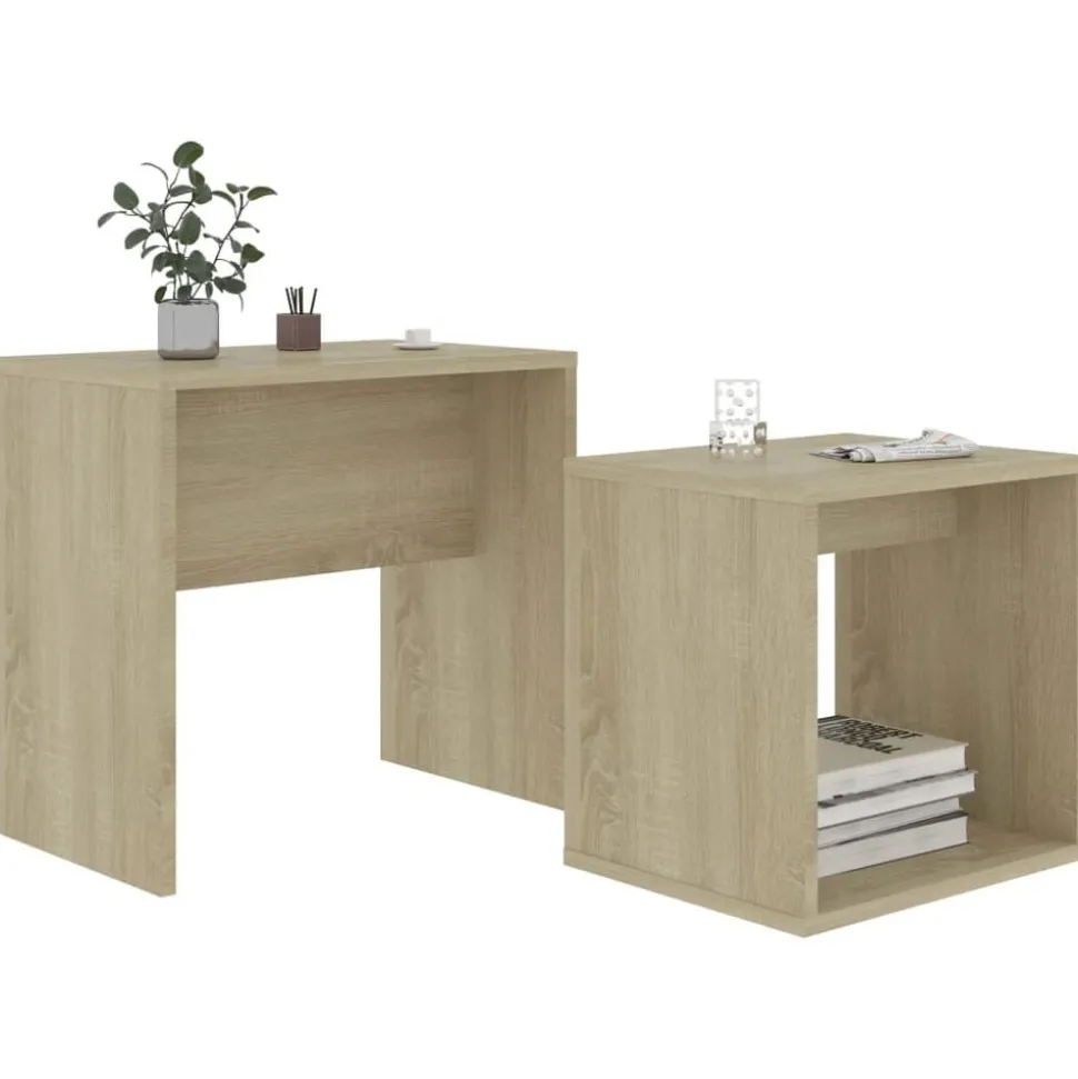 vidaXL Salontafelset 48x30x45 cm bewerkt hout sonoma eikenkleurig