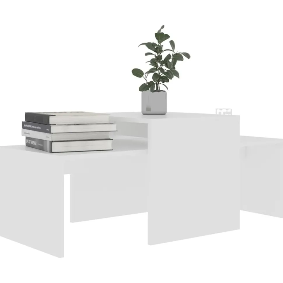 vidaXL Salontafelset 100x48x40 cm bewerkt hout wit