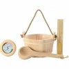 vidaXL Sauna Accessoire Set 4 pcs Bruin Massief Vurenhout en Hennep