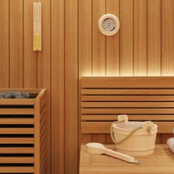 vidaXL Sauna Accessoire Set 4 pcs Bruin Massief Vurenhout en Hennep