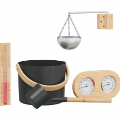 vidaXL Sauna Accessoire Set 5 pcs Zwart