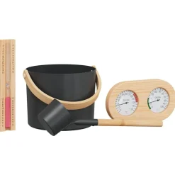 vidaXL Sauna Accessoire Set 4 pcs Zwart