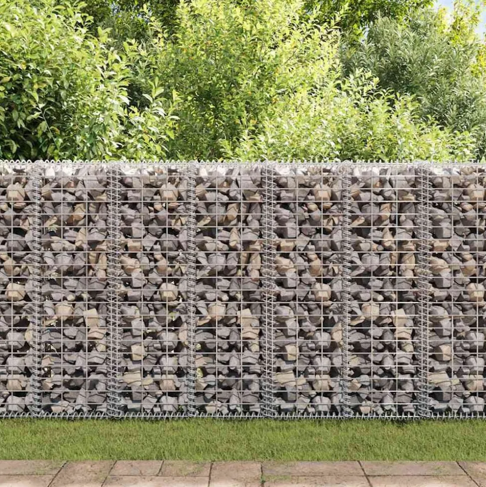 vidaXL Schanskorfmuur met deksels 20x20x100 cm gegalvaniseerd staal