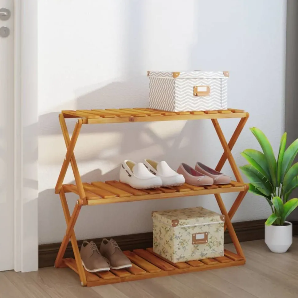 vidaXL Schappenkast inklapbaar 3-laags 70x31x63 cm acaciahout bruin