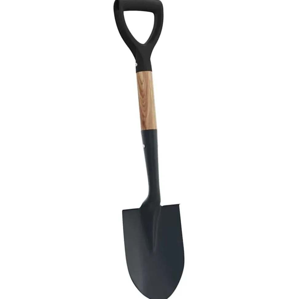 vidaXL Schep Zwart 68,5 cm Krachtig gecoat staal en massief hout