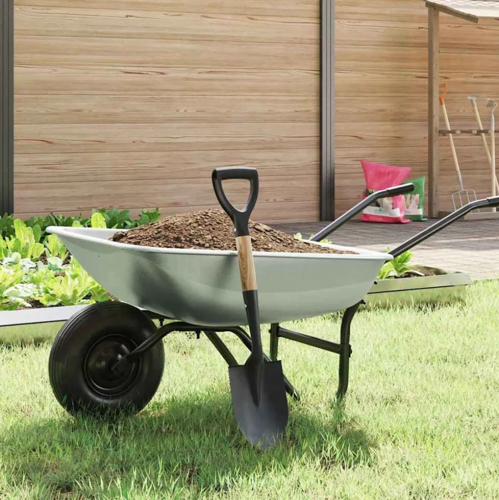 vidaXL Schep Zwart 68,5 cm Krachtig gecoat staal en massief hout