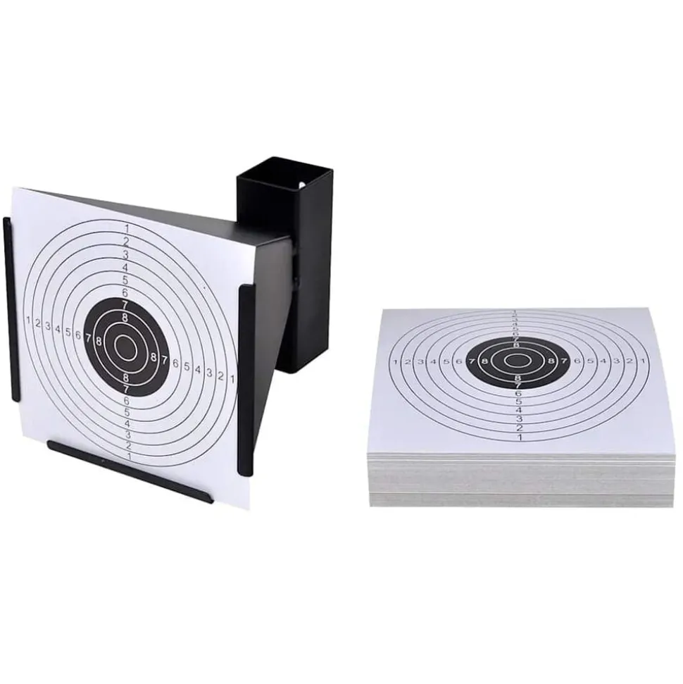 vidaXL Schietkast trechtervormig met 100 papieren targets 14 cm