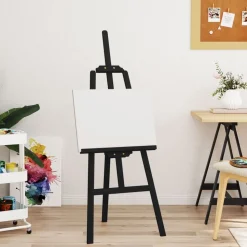 vidaXL Schildersezel 53,5x95x127 cm massief grenenhout zwart