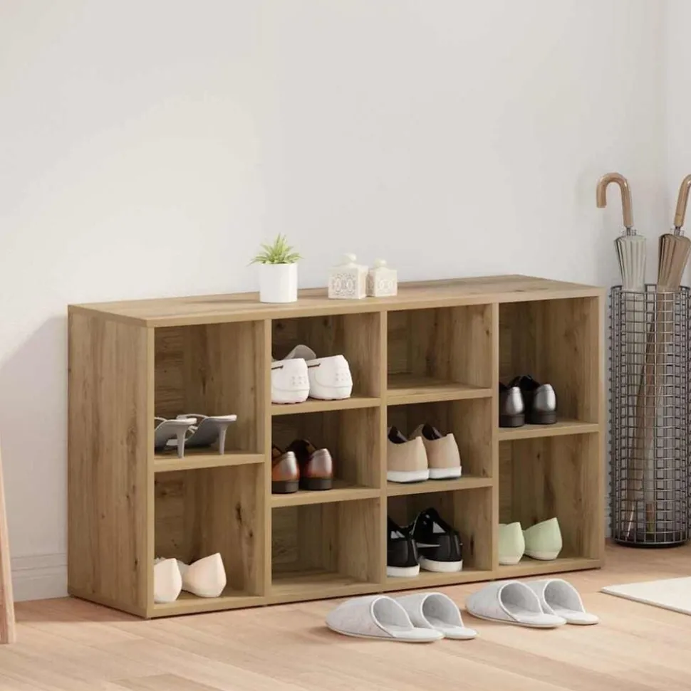 vidaXL Schoenenbank Artisan Eiken 103 x 30 x 54,5 cm Bewerkt hout