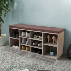 vidaXL Schoenenbank met 10 vakken eikenkleurig