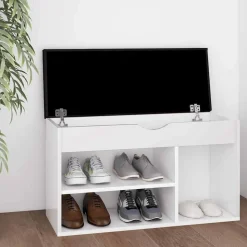 vidaXL Schoenenbank met kussen 80x30x47 cm bewerkt hout wit