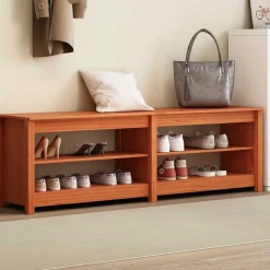 vidaXL Schoenenbank met plank met opslag Wasbruin 160 x 36,5 x 50 cm