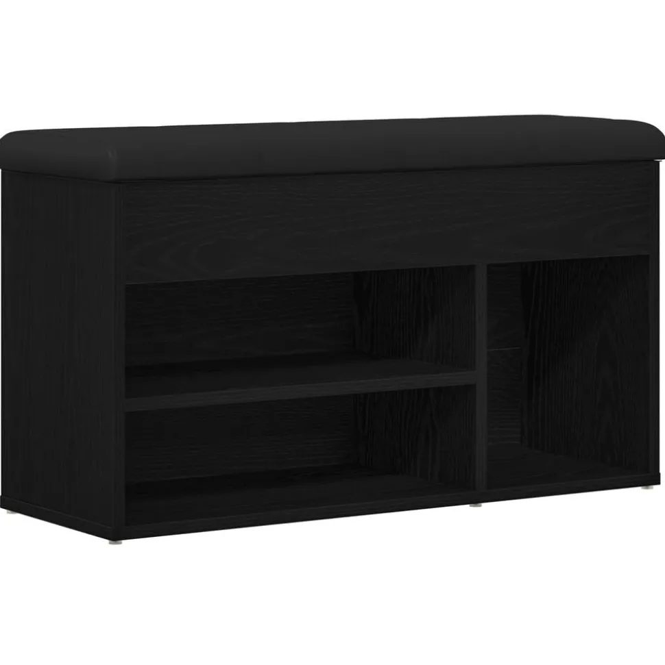 vidaXL Schoenenbank met plank Zwart 80 x 30 x 45 cm Bewerkt hout