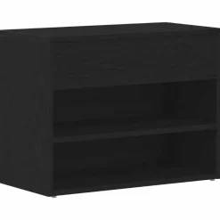 vidaXL Schoenenbank met plank Zwart Eiken 60 x 30 x 45 cm Bewerkt hout