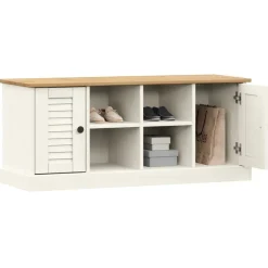 vidaXL Schoenenbank VIGO 106x35x40 cm massief grenenhout wit