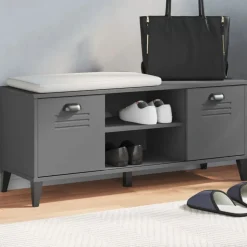 vidaXL Schoenenbank VIKEN 106x35x45 cm bewerkt hout antracietgrijs
