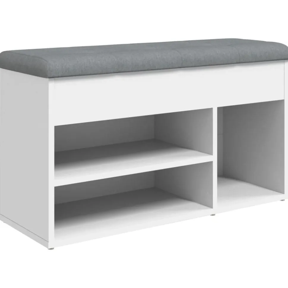 vidaXL Schoenenbank Wit 82x32x45,5 cm Bewerkt Hout