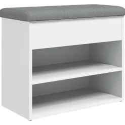 vidaXL Schoenenbank Wit 62x32x50 cm Bewerkt Hout