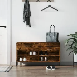 vidaXL Schoenenbank 102x35x55 cm bewerkt hout gerookt eikenkleurig