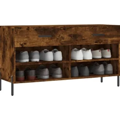 vidaXL Schoenenbank 102x35x55 cm bewerkt hout gerookt eikenkleurig