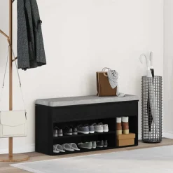 vidaXL Schoenenbank 102x30,5x45 cm spaanplaat zwart eikenkleurig