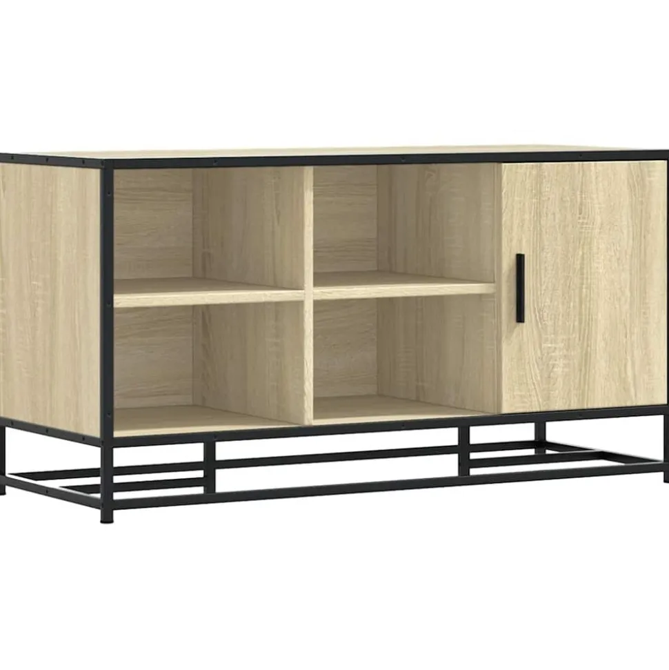 vidaXL Schoenenbank 100x40x53,5 cm bewerkt hout en metaal sonoma eiken