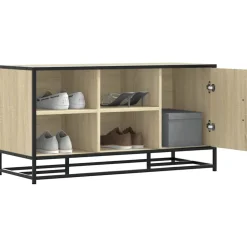 vidaXL Schoenenbank 100x40x53,5 cm bewerkt hout en metaal sonoma eiken