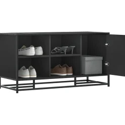 vidaXL Schoenenbank 100x40x53,5 cm bewerkt hout en metaal zwart